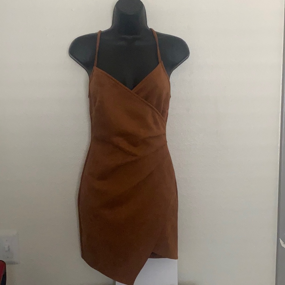 Brown velvet cocktail dress